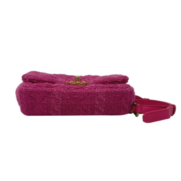 CHANEL 2020 Pink Tweed & Lambskin Leather Chanel 19 Belt Bag Tri-Color HW - Picture 5 of 13